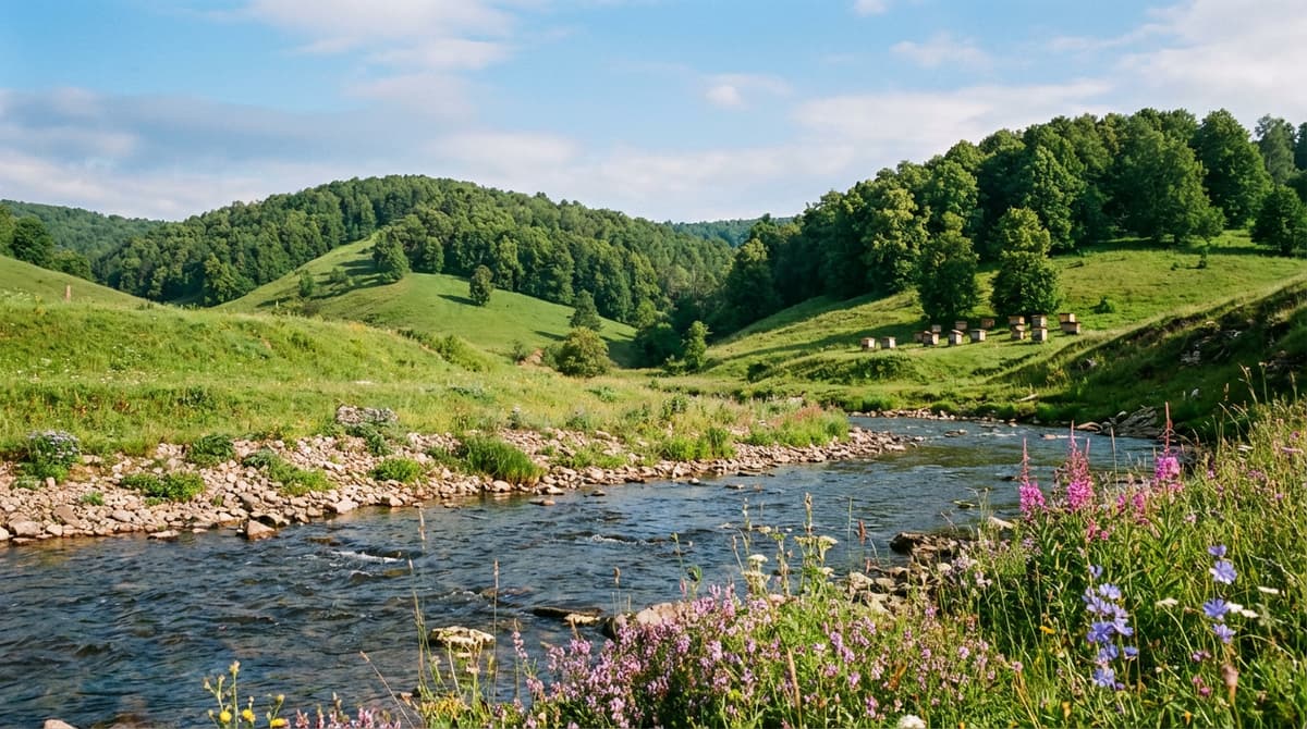Пасека на фоне природы Башкортостана